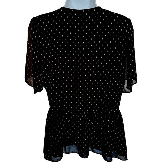 MADEWELL Flutter-Sleeve Peplum Top CLIPDOT blouse Sz MEDIUM Silky soft ROMANTIC - Picture 7 of 15